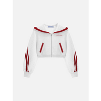 Aelfric Eden Cropped Contrast Stripe Zip Up Hoodie