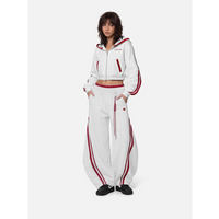 Aelfric Eden Cropped Contrast Stripe Zip Up Hoodie