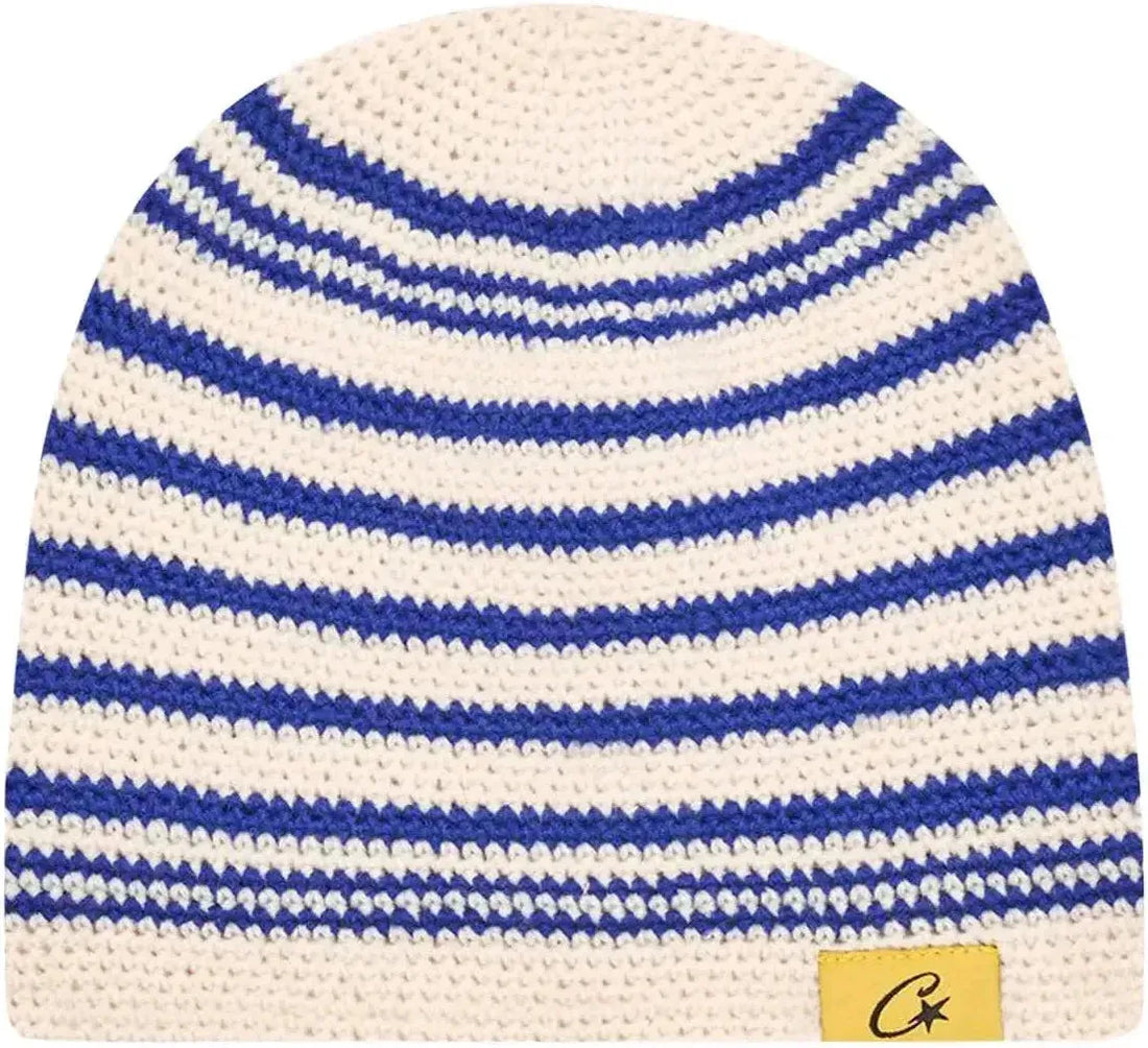 Corteiz Crochet Beanie Striped Blue