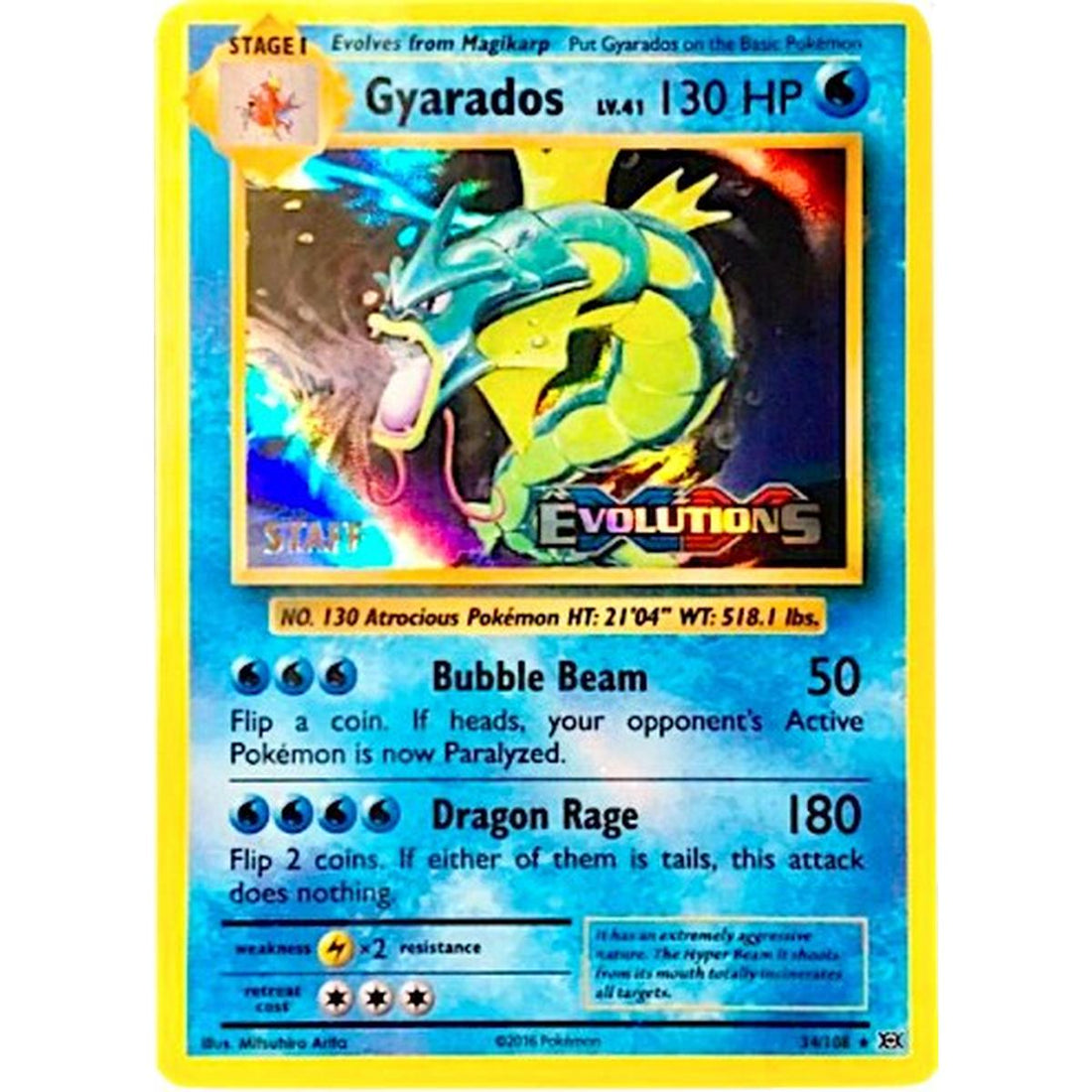 Gyarados - 34/108 (Prerelease) [Staff]