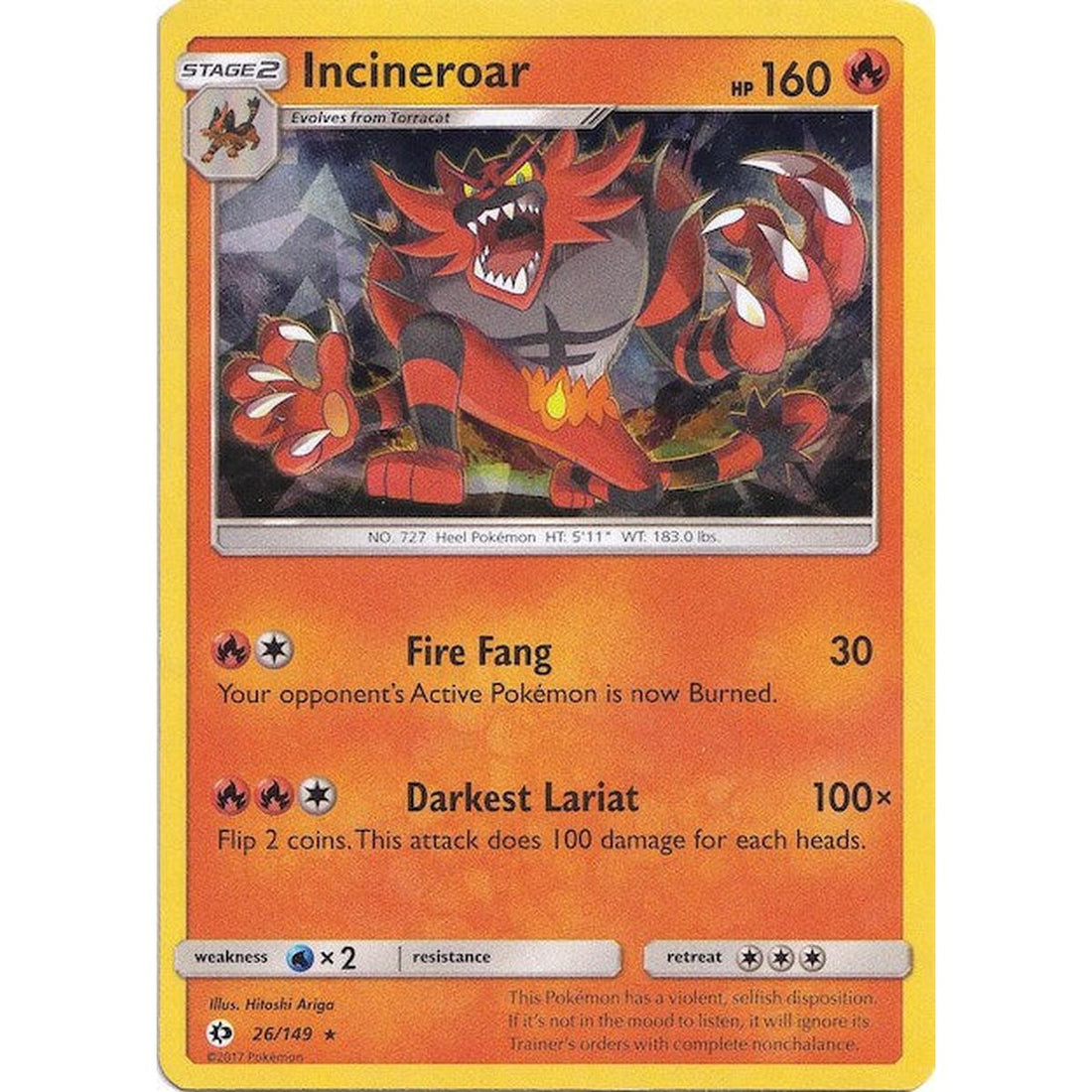 Incineroar - 026/149 (Cracked Ice Holo)