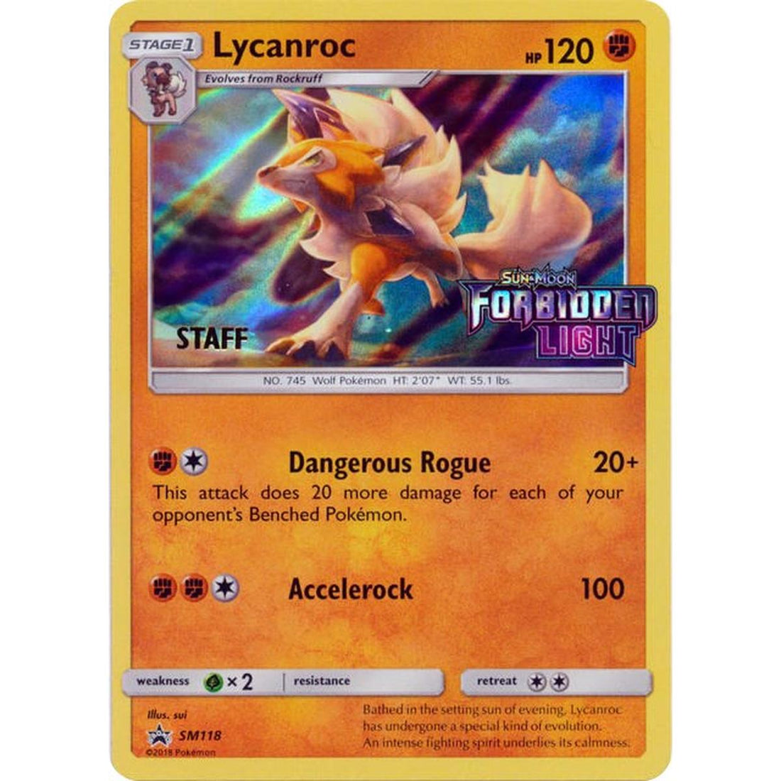 Lycanroc - SM118 (Prerelease) [Staff]