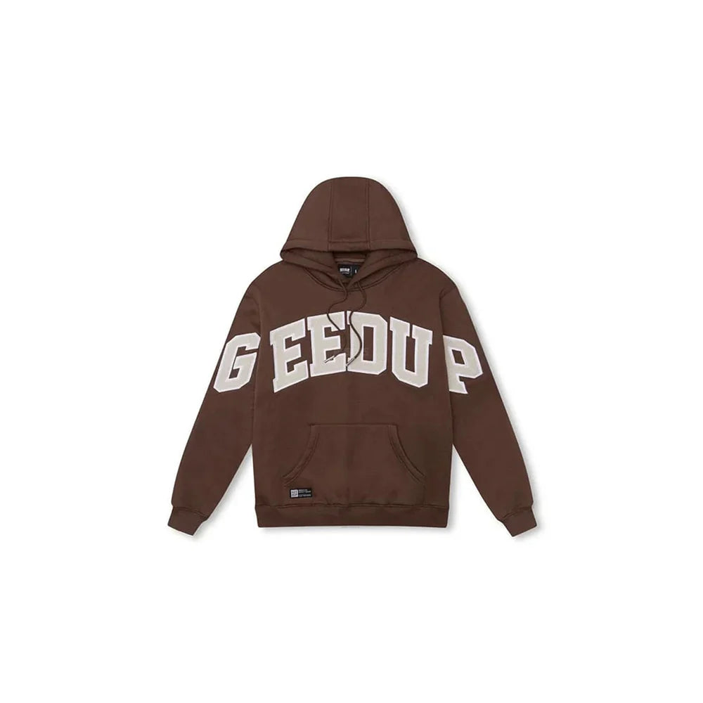Geedup Team Logo Hoodie 'Brown/Light Grey
