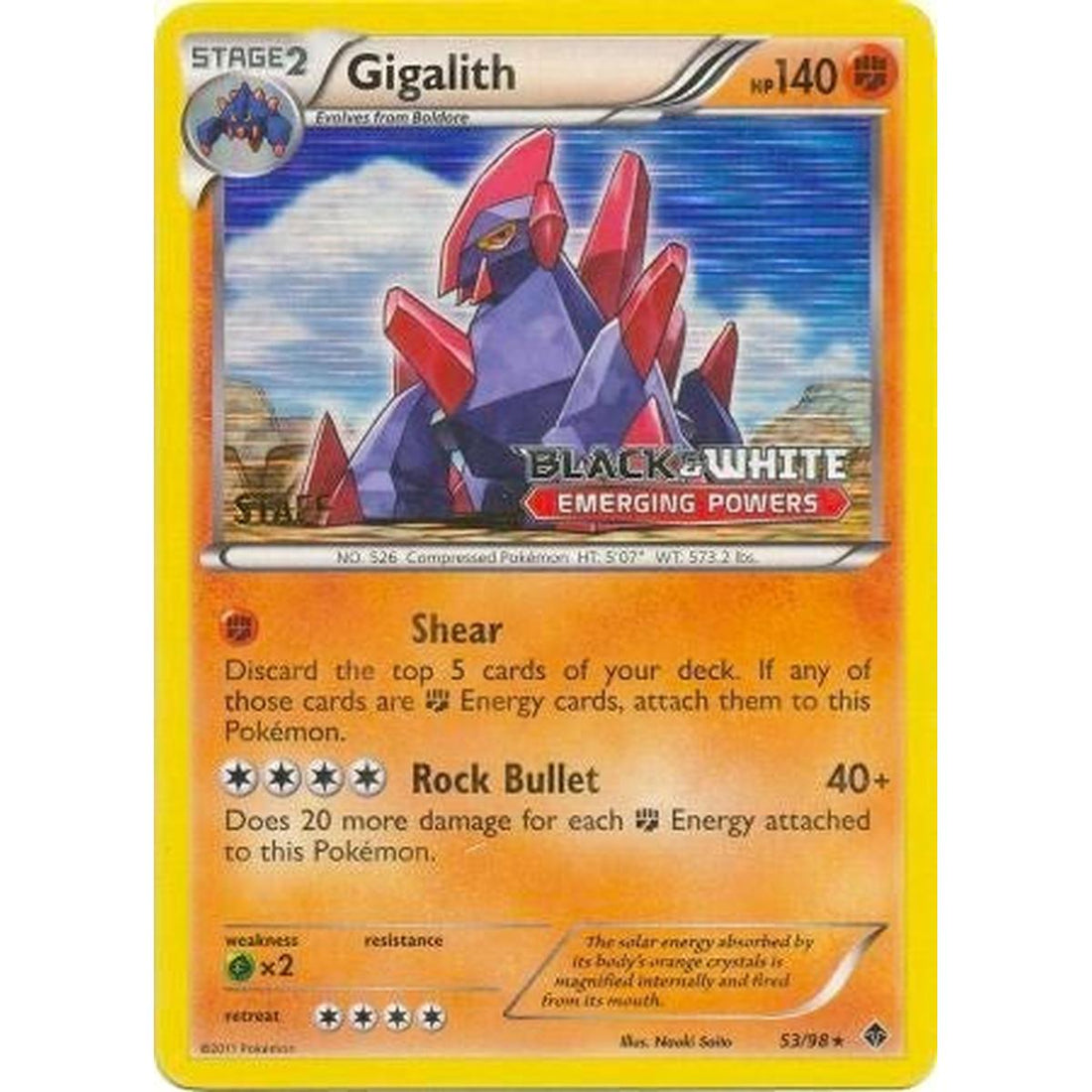 Gigalith 53/98 (Prerelease) [Staff]