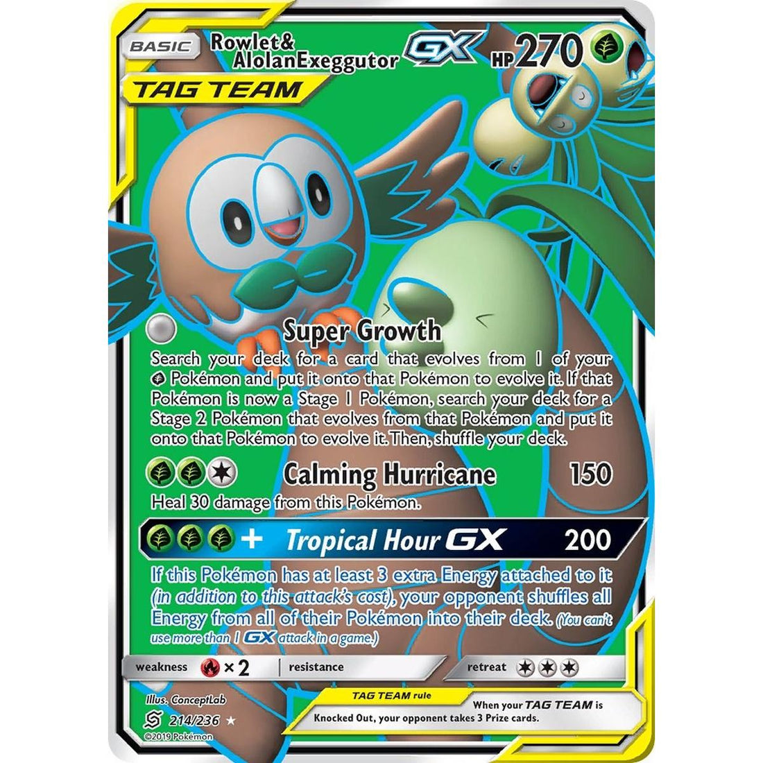 Rowlet & Alolan Exeggutor GX (Full Art)
