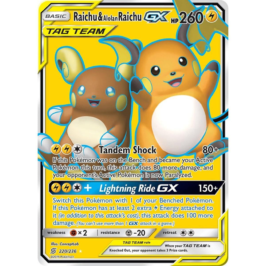 Raichu & Alolan Raichu GX (Full Art)
