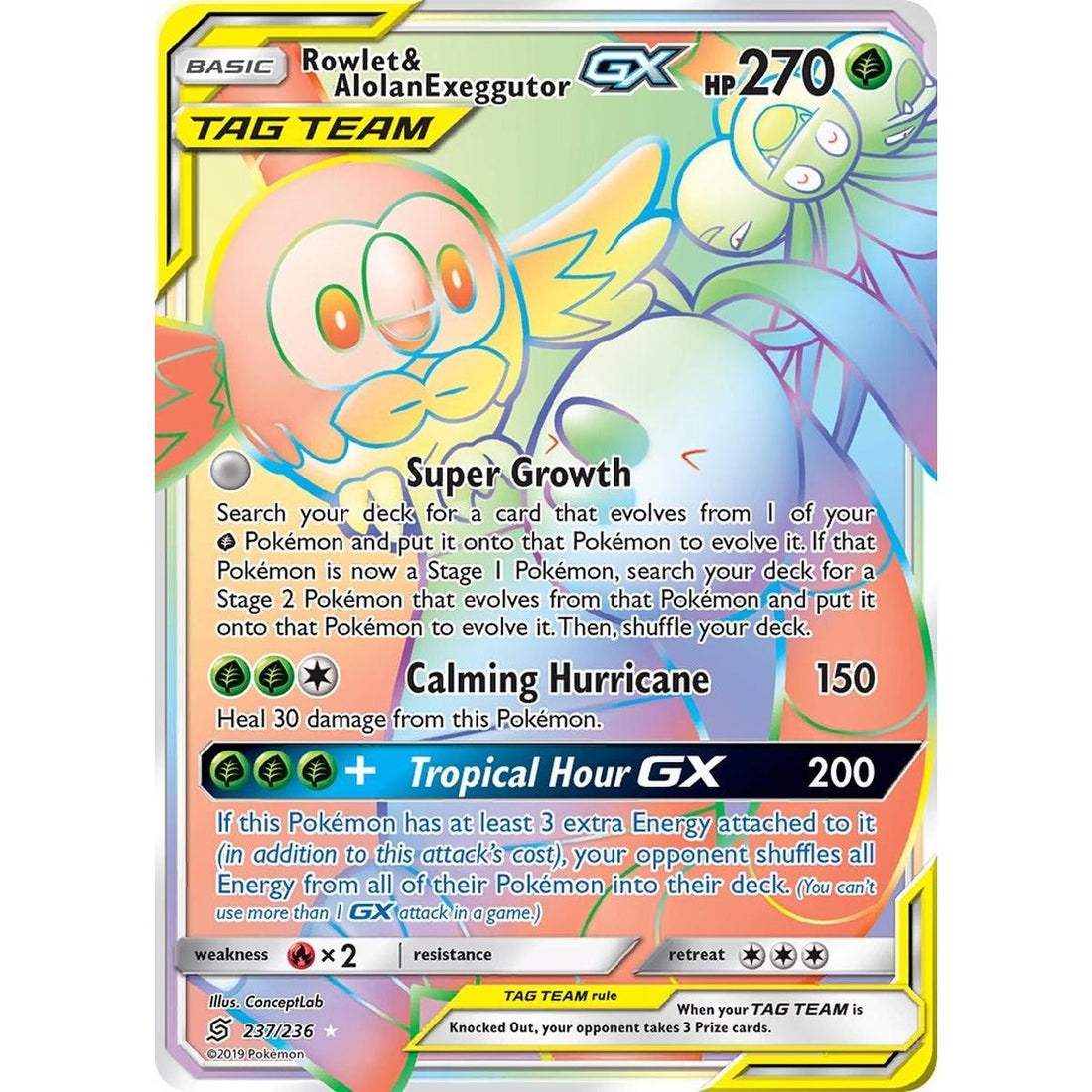Rowlet & Alolan Exeggutor GX (Secret)