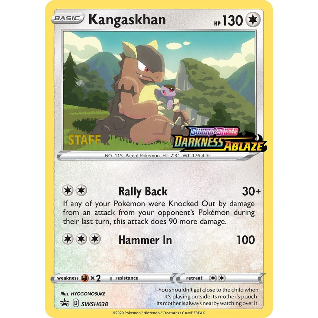 Kangaskhan - SWSH038 (Prerelease) [Staff]