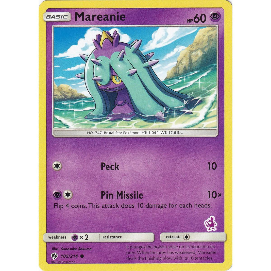 Mareanie - 105/214 (Mewtwo Stamped)