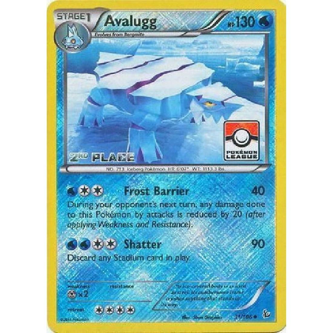 Avalugg - 31/106 (Pokemon League) [2nd Place]