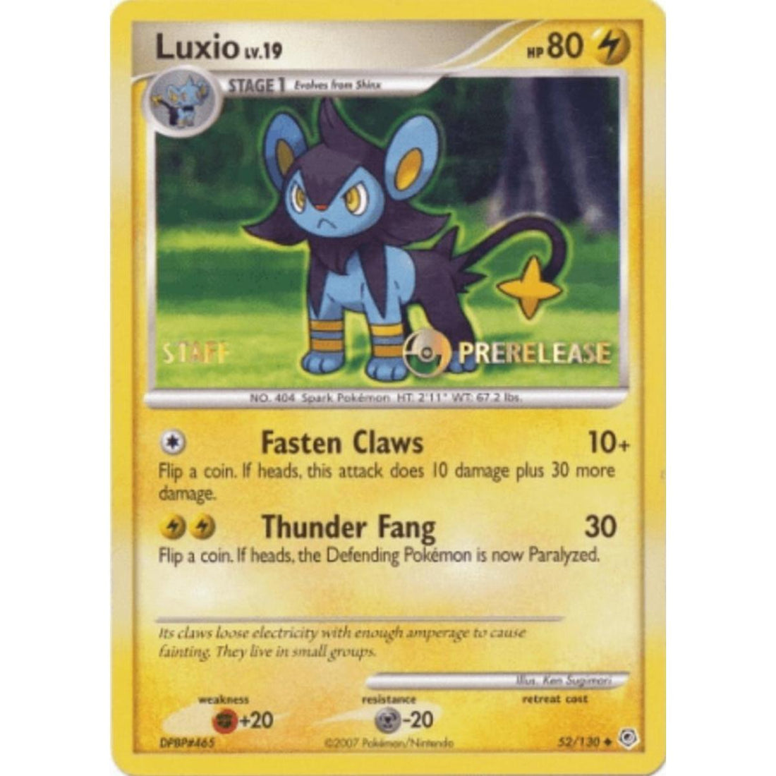 Luxio - 52/130 (Prerelease) [Staff]