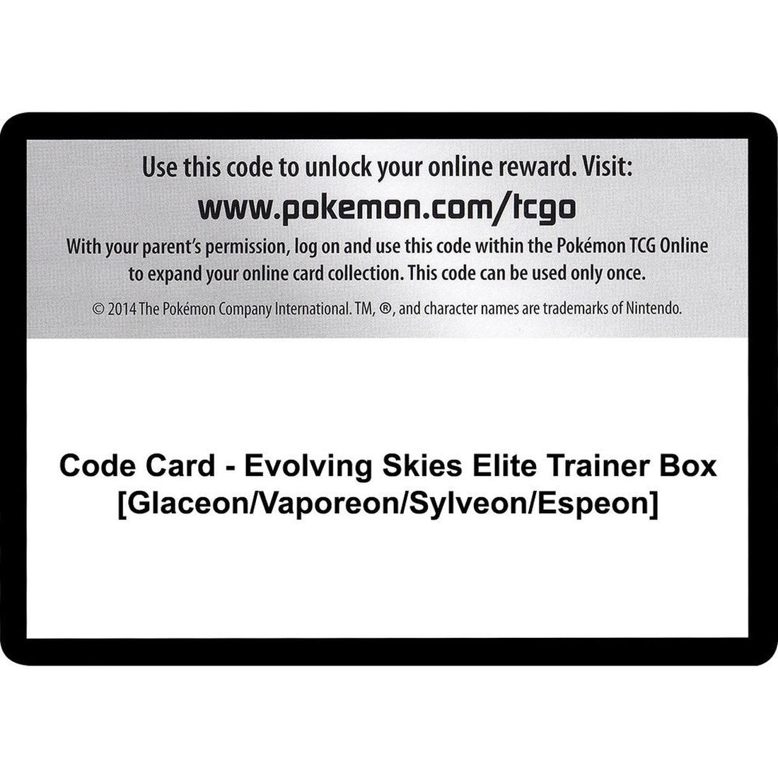 Code Card - Evolving Skies Elite Trainer Box [Glaceon/Vaporeon/Sylveon/Espeon]