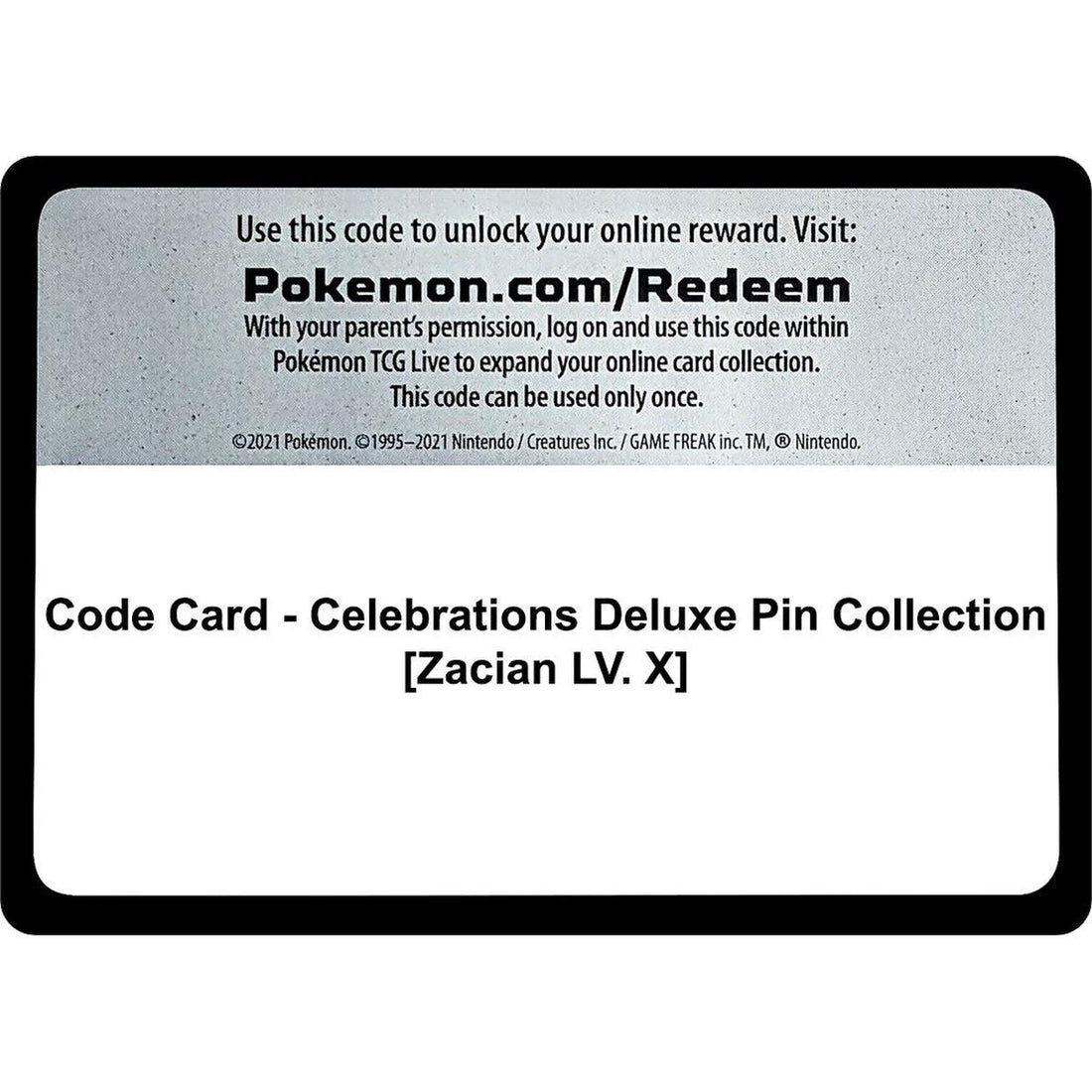 Code Card - Celebrations Deluxe Pin Collection [Zacian LV. X]