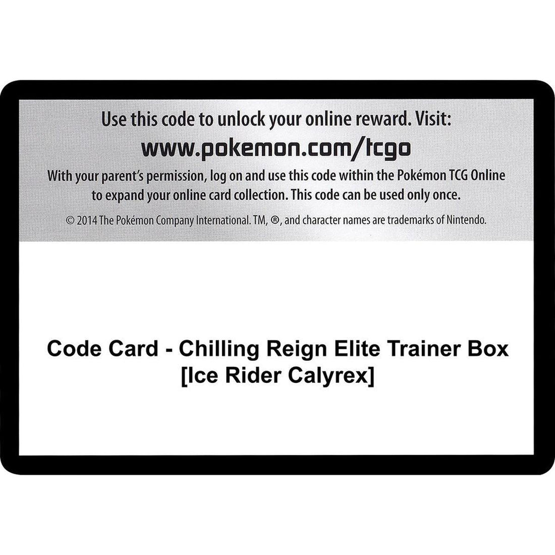 Code Card - Chilling Reign Elite Trainer Box [Ice Rider Calyrex]