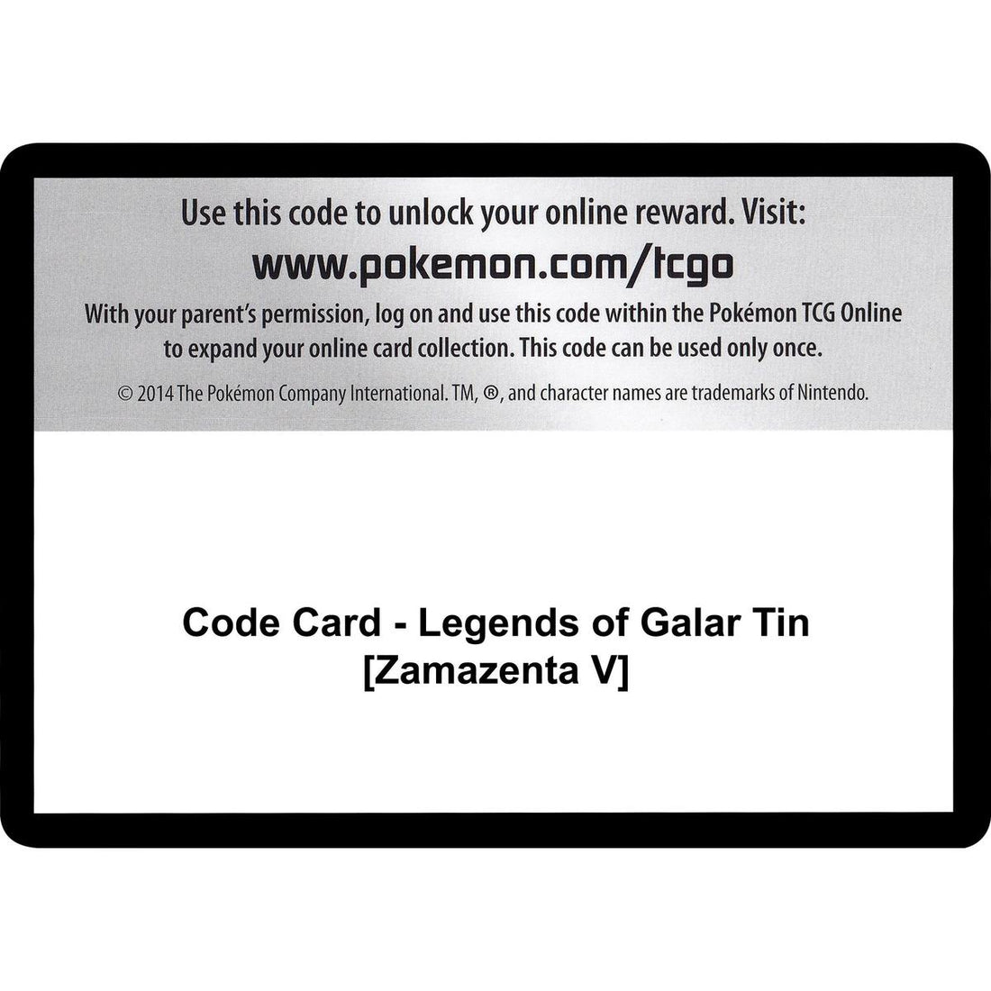 Code Card - Legends of Galar Tin [Zamazenta V]