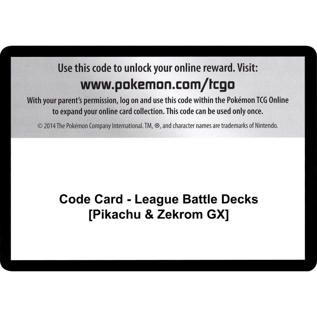 Code Card - League Battle Decks [Pikachu & Zekrom GX]