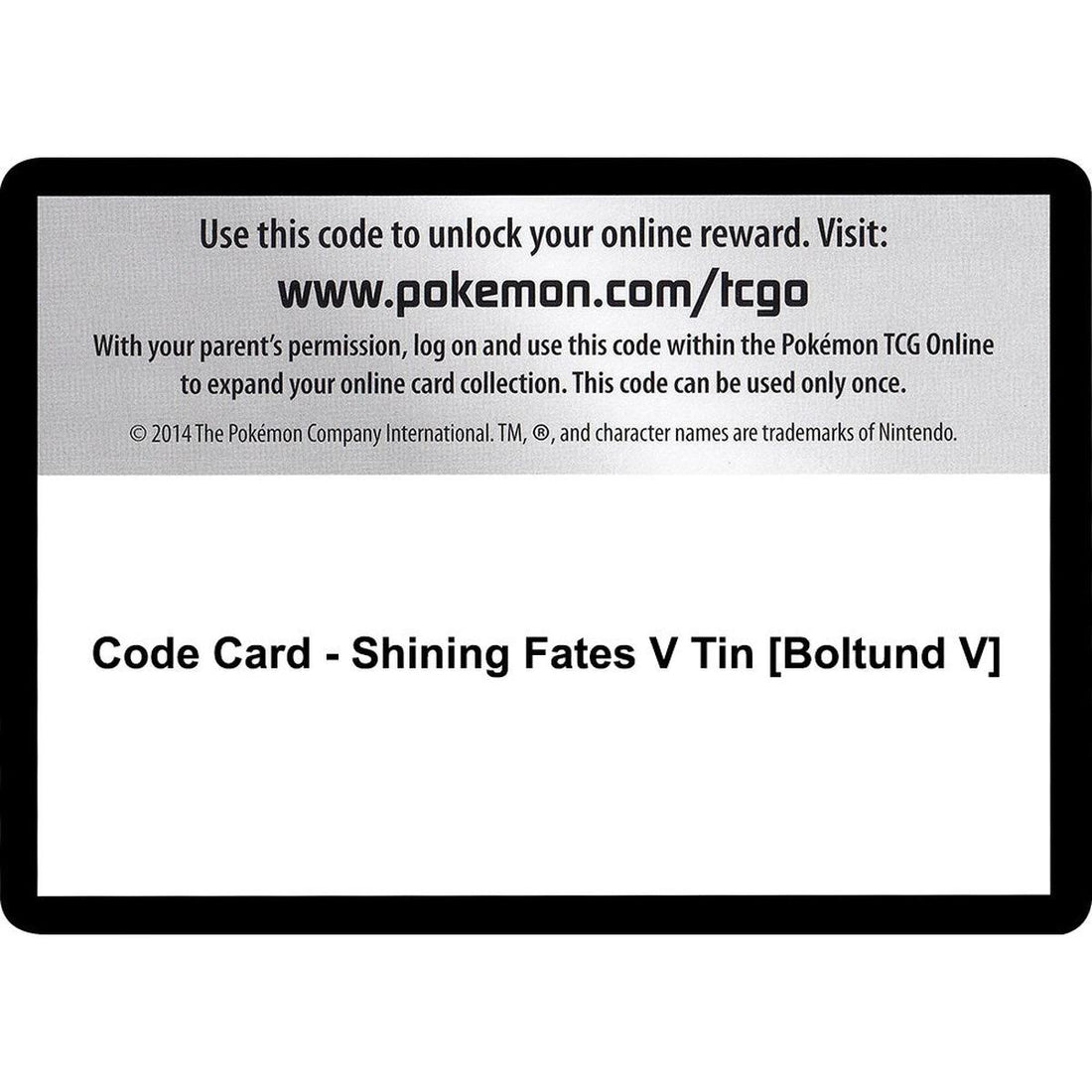 Code Card - Shining Fates V Tin [Boltund V]