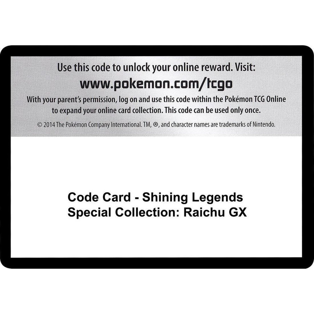 Code Card - Shining Legends Special Collection: Raichu GX