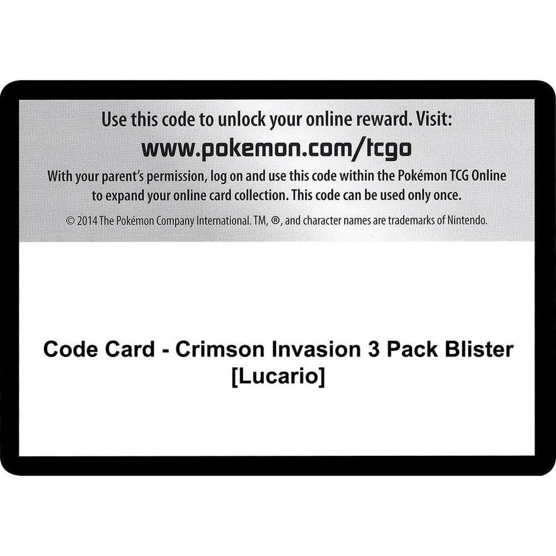 Code Card - Crimson Invasion 3 Pack Blister [Lucario]