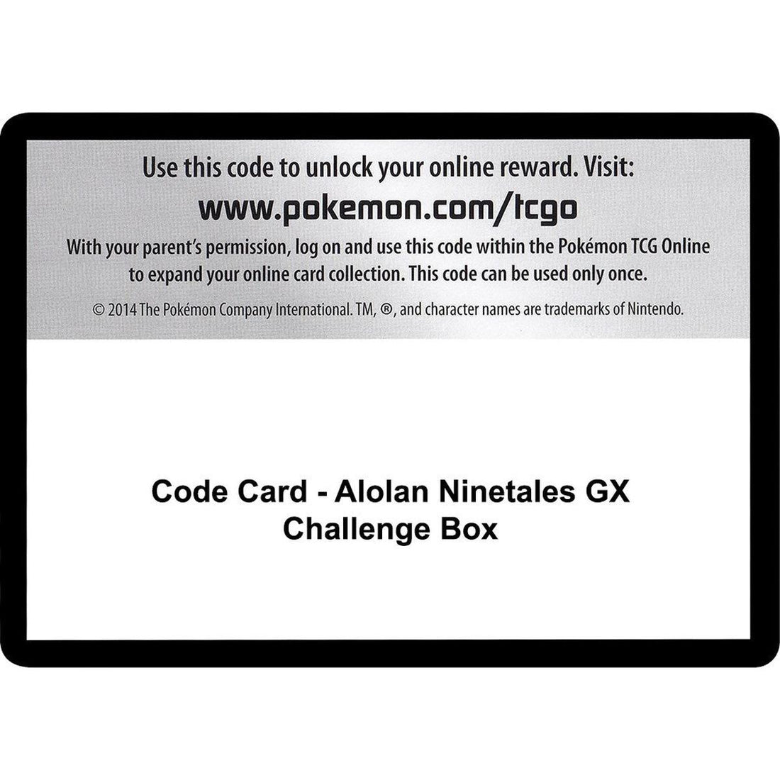 Code Card - Alolan Ninetales GX Challenge Box