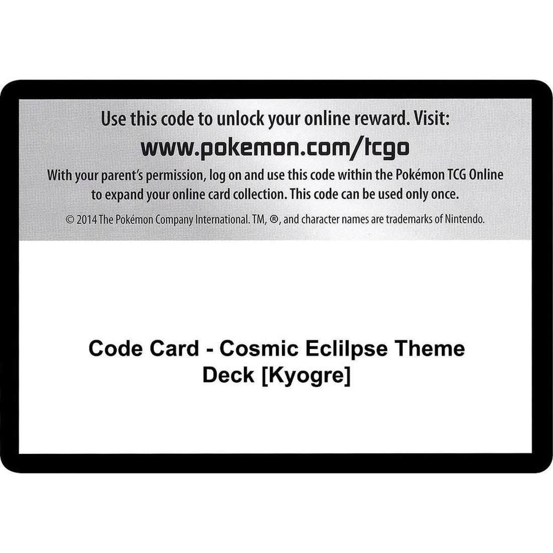 Code Card - Cosmic Eclilpse Theme Deck [Kyogre]