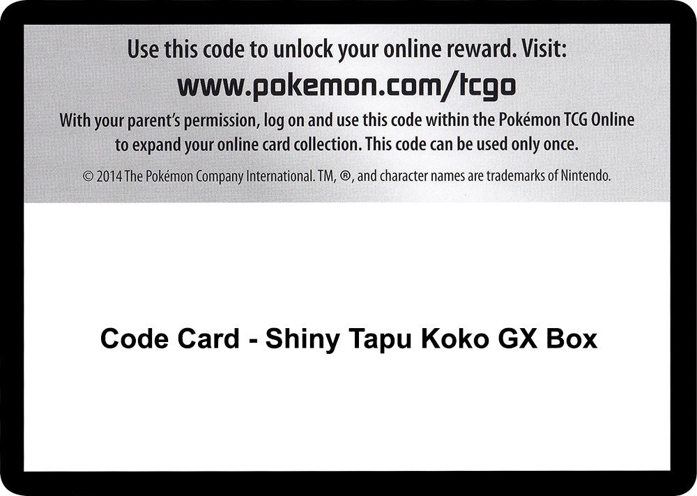 Code Card - Shiny Tapu Koko GX Box