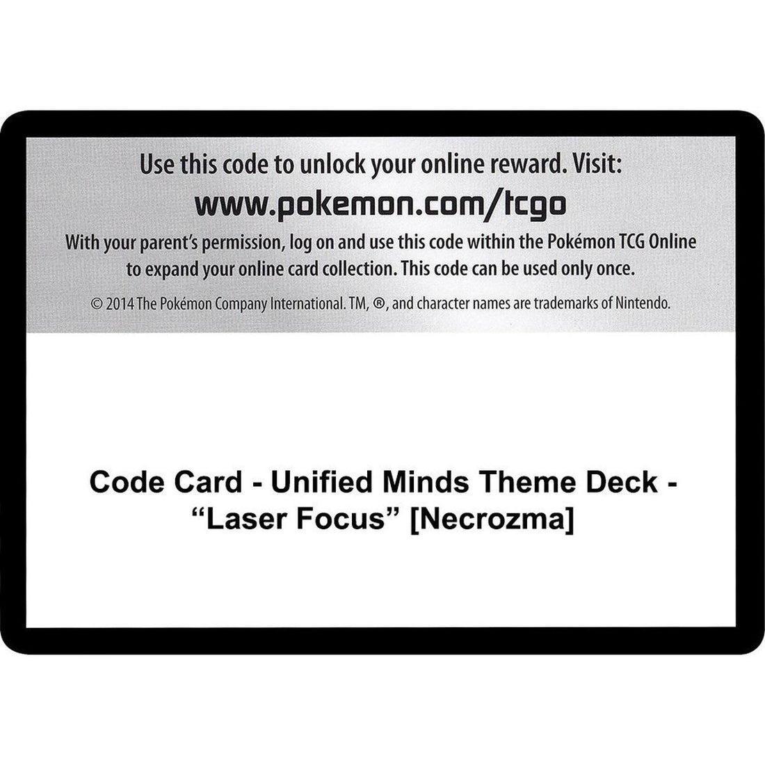 Code Card - Unified Minds Theme Deck - "Laser Focus" [Necrozma]
