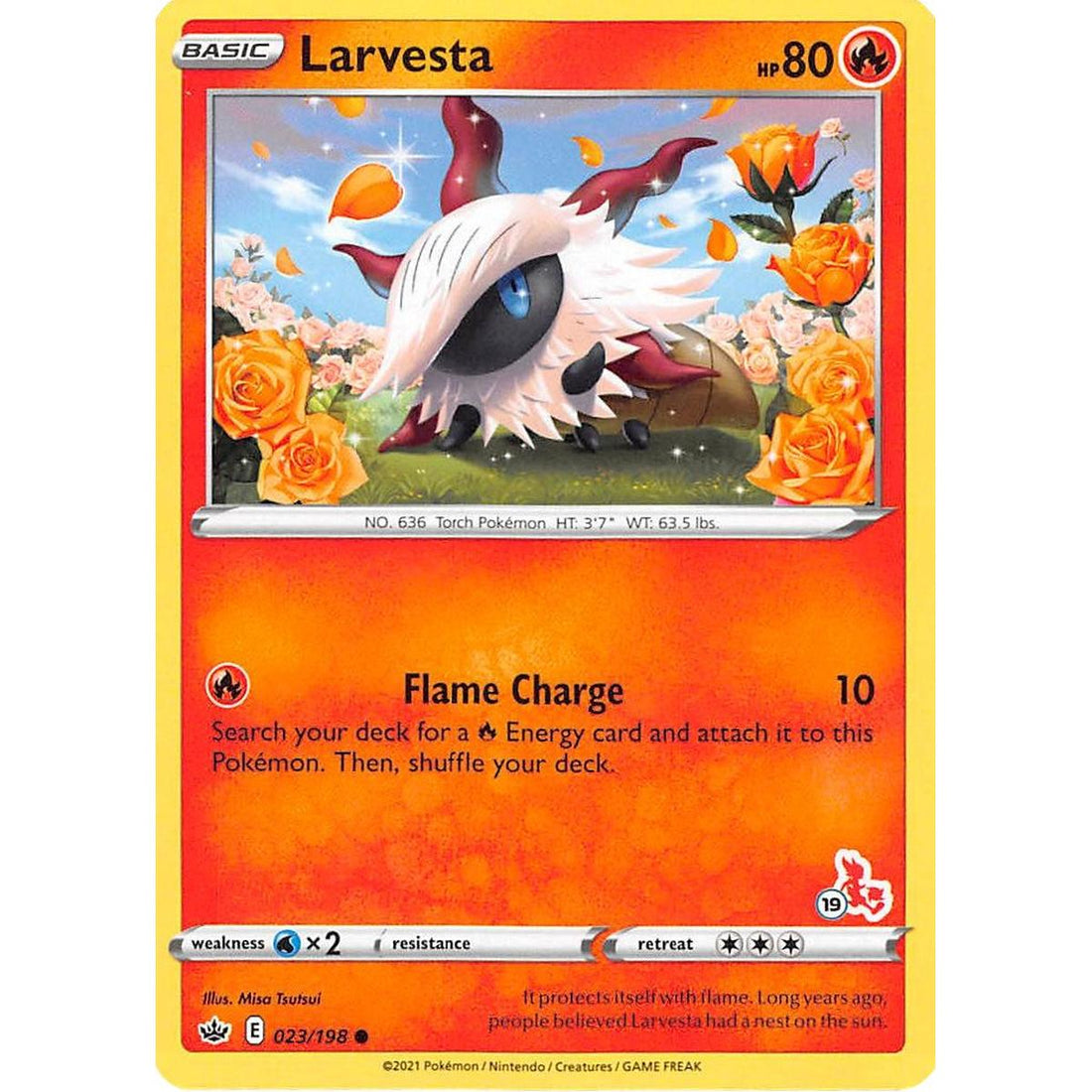 Larvesta - 023/198 (#19 Cinderace Stamped)