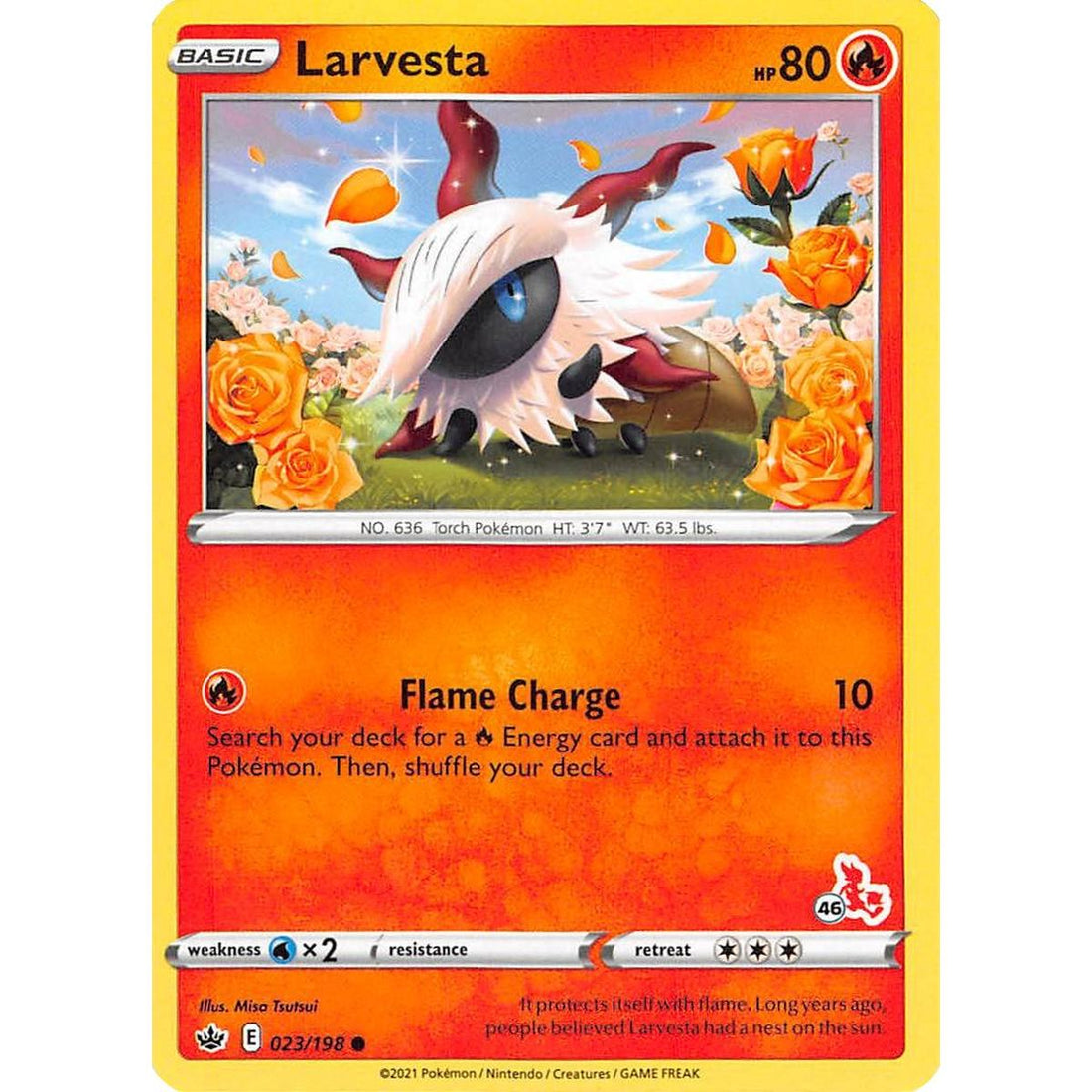 Larvesta - 023/198 (#46 Cinderace Stamped)