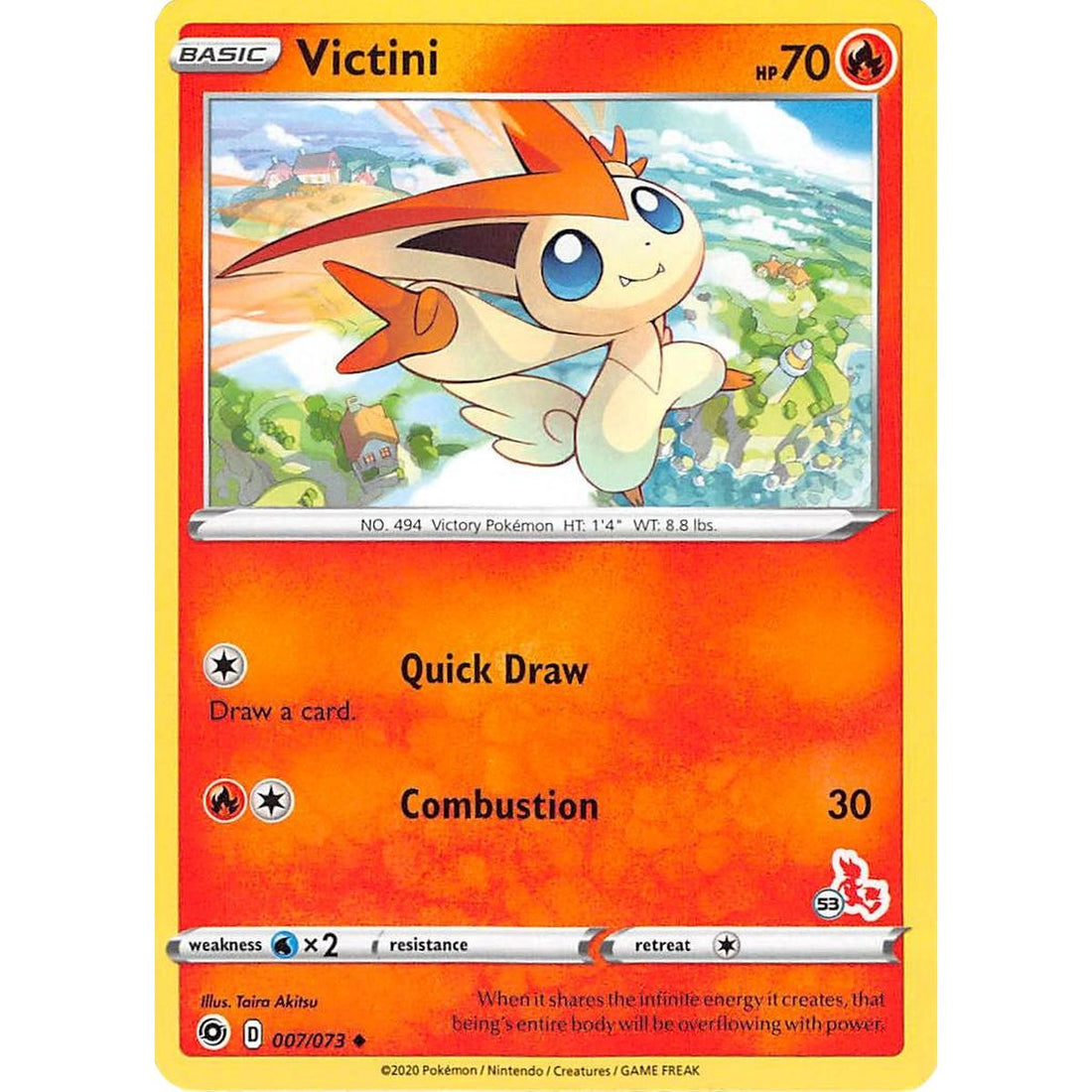 Victini - 007/073 (#53 Cinderace Stamped)