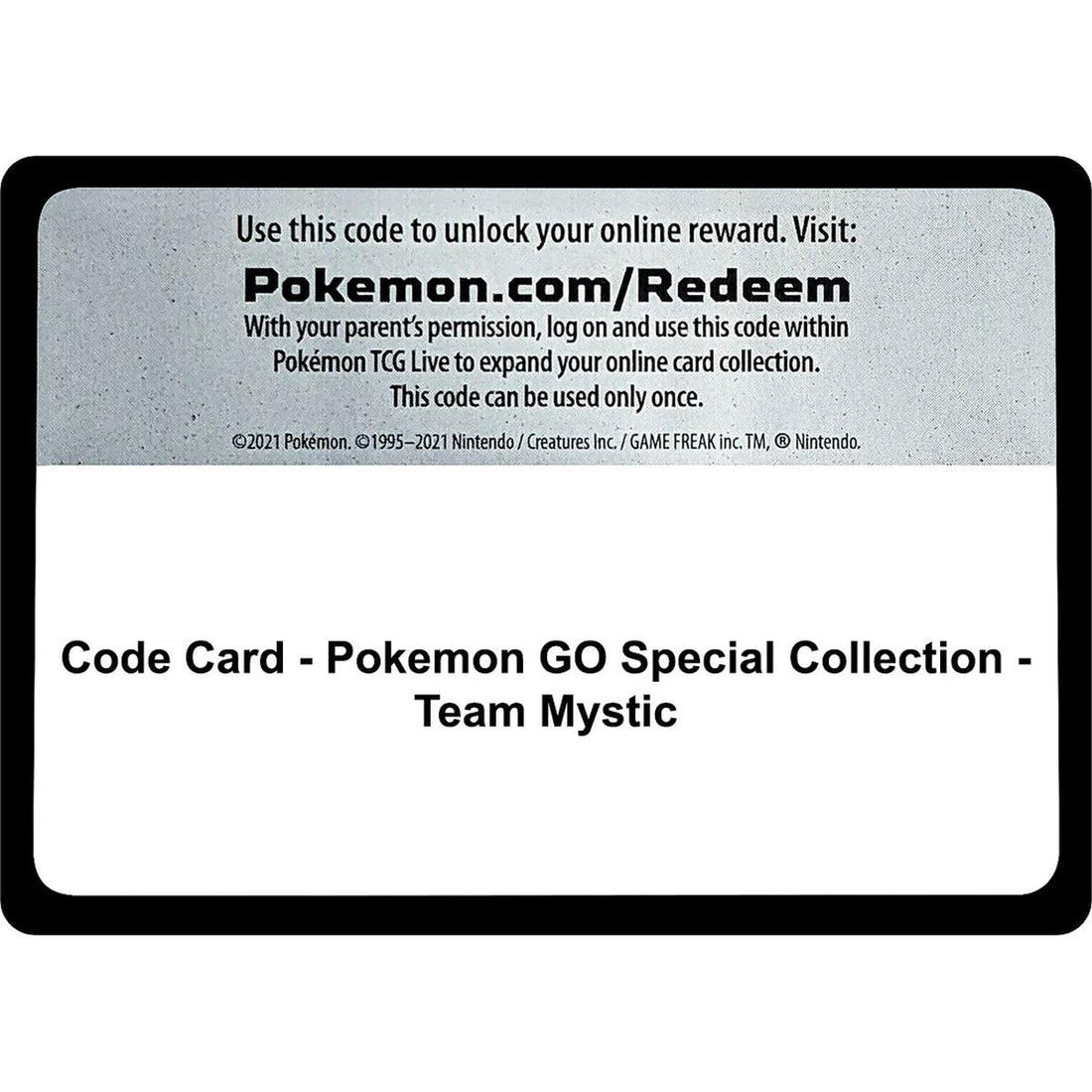 Code Card - Pokemon GO Special Collection - Team Mystic