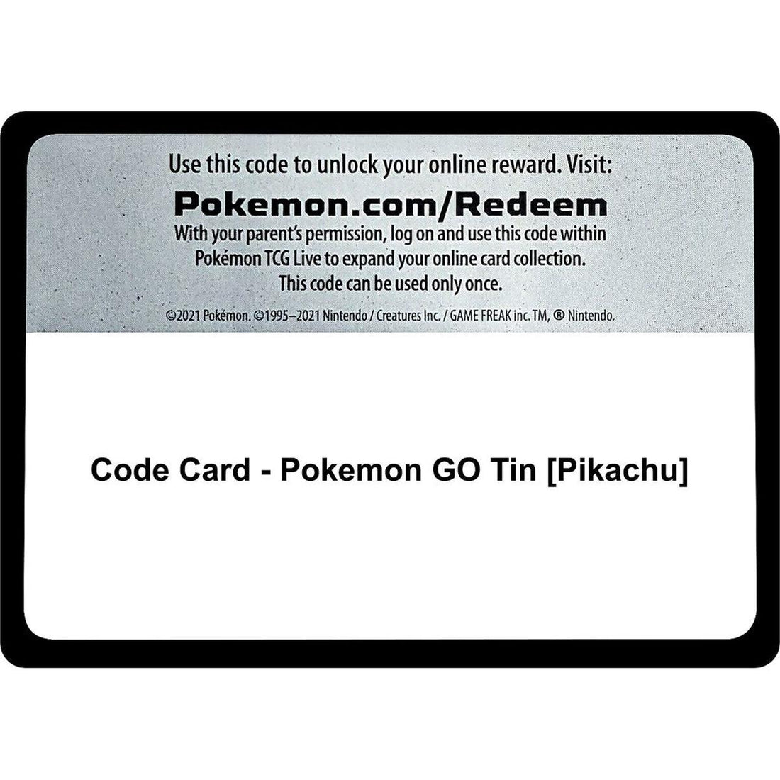 Code Card - Pokemon GO Tin [Pikachu]