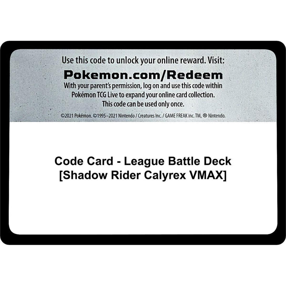 Code Card - League Battle Deck [Shadow Rider Calyrex VMAX]
