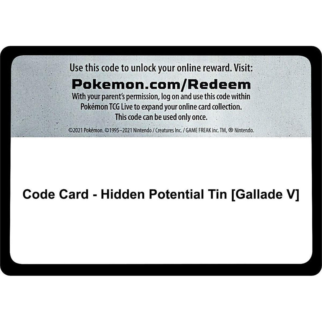 Code Card - Hidden Potential Tin [Gallade V]