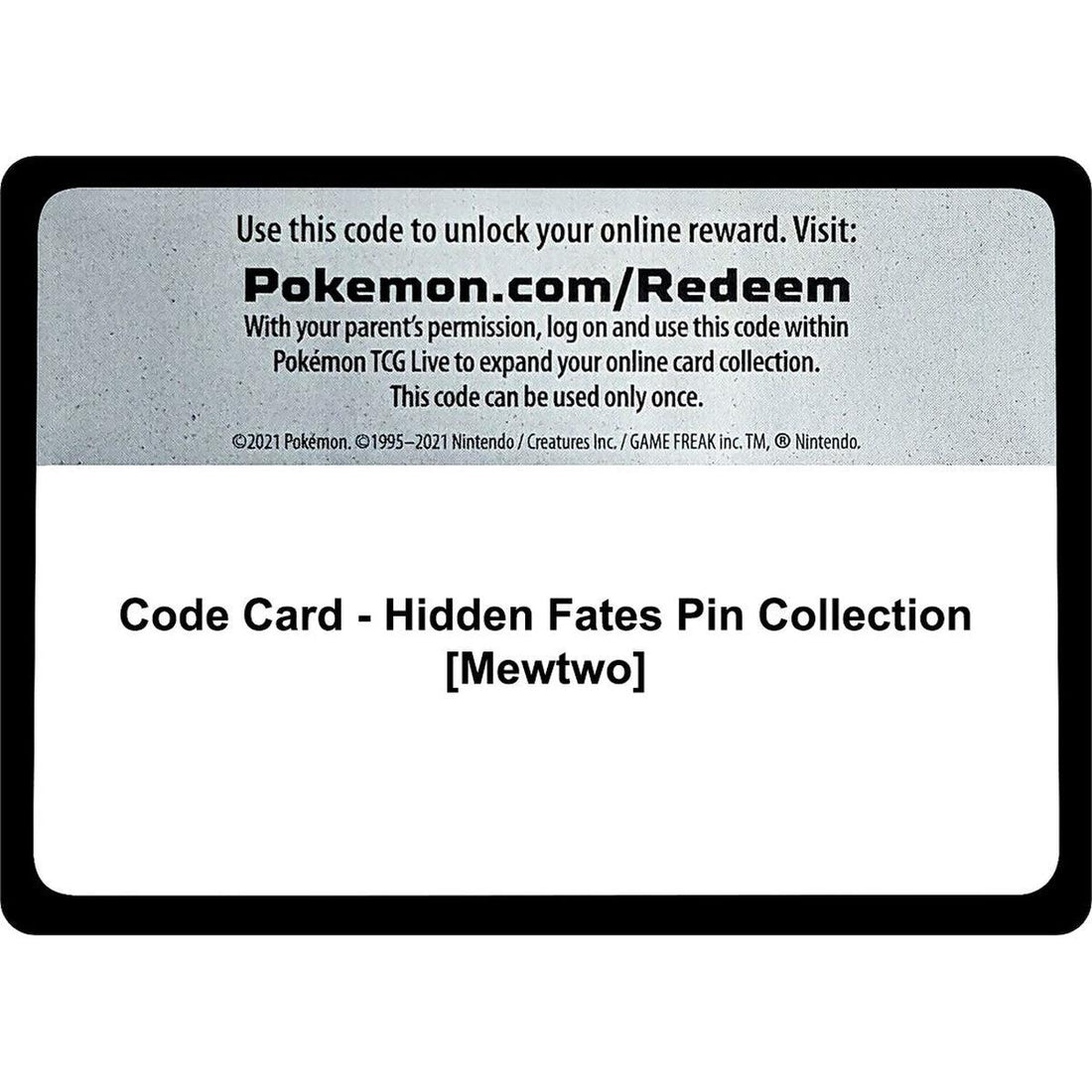 Code Card - Hidden Fates Pin Collection [Mewtwo]