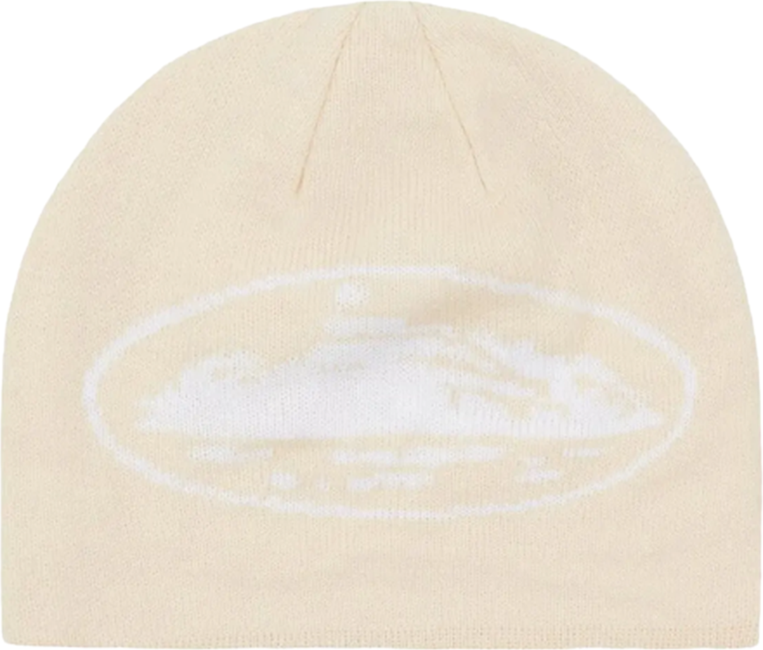 Corteiz Alcatraz Skully Cream Beanie