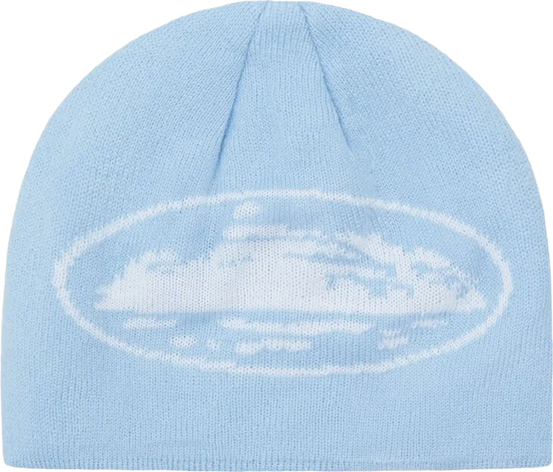 Corteiz Alcatraz Skully Beanie Baby Blue
