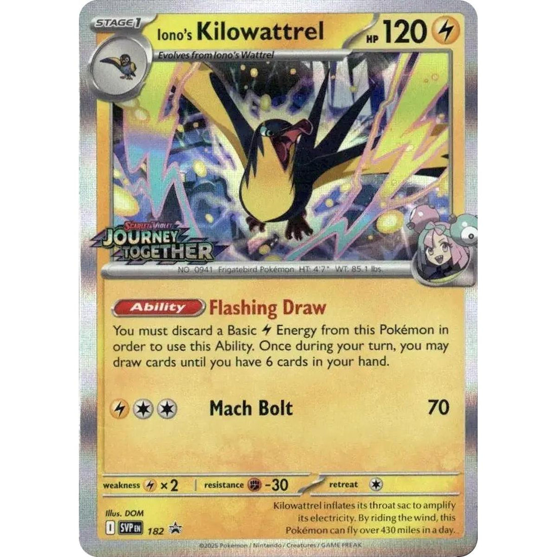 Iono's Kilowattrel - 182 (Prerelease)