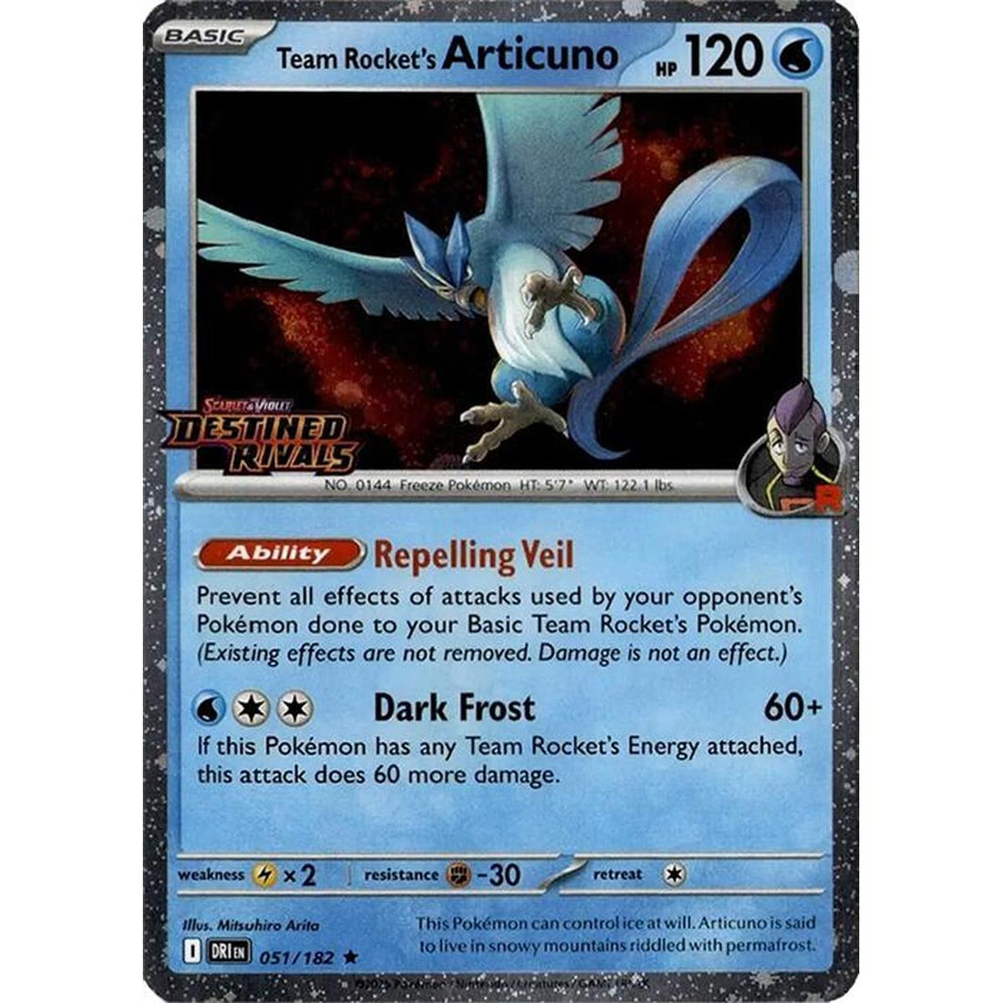Team Rocket's Articuno - 051/182 (Cosmos Holo) (Destined Rivals Stamp)