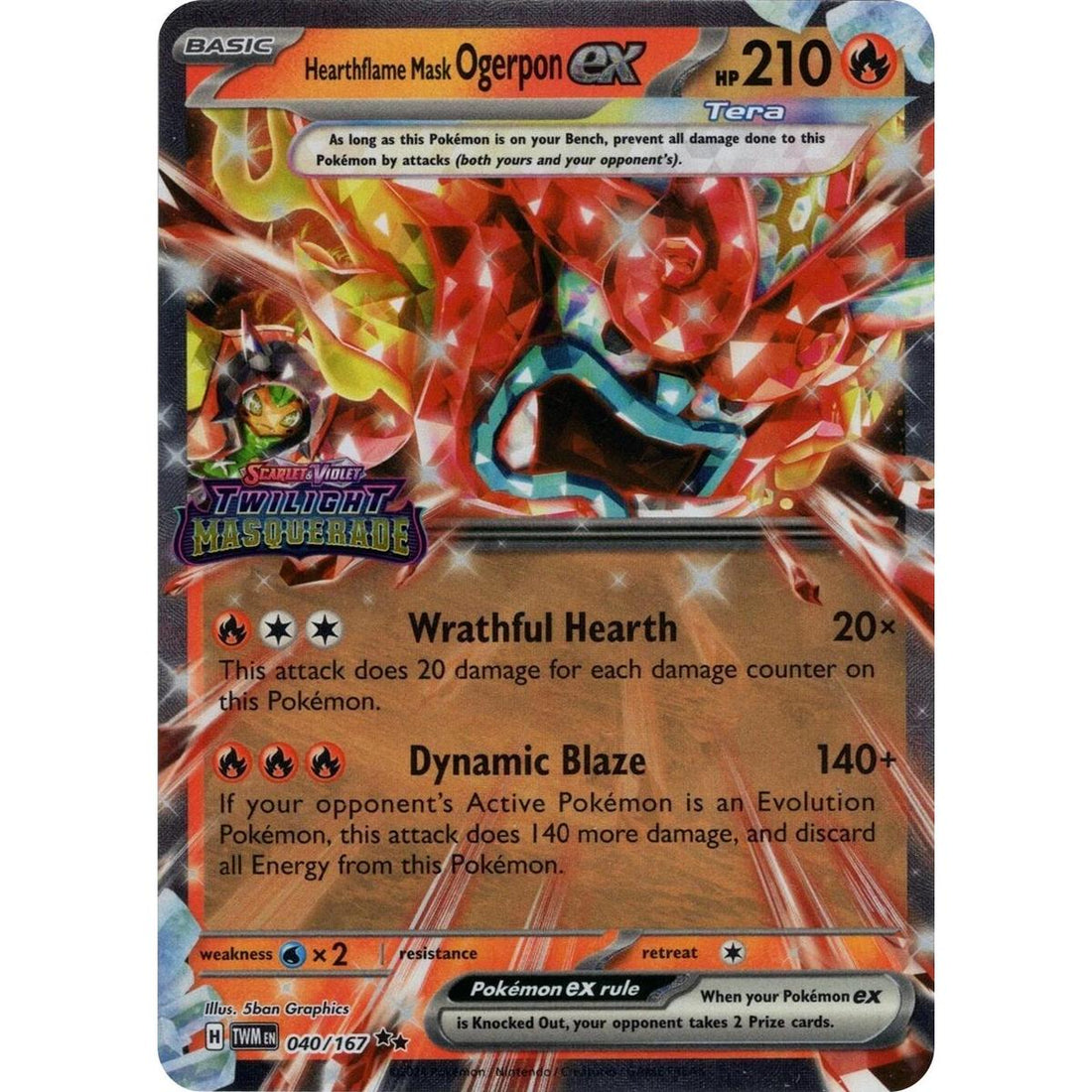 Hearthflame Mask Ogerpon ex (Twilight Masquerade Stamp)
