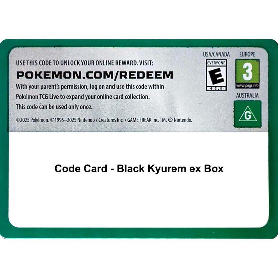 Code Card - Black Kyurem ex Box