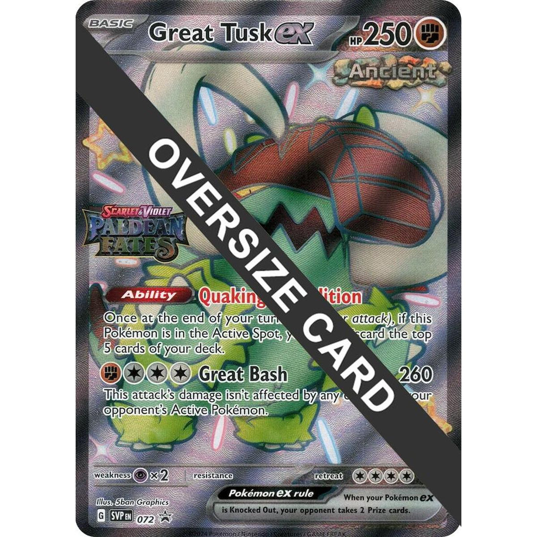 Great Tusk ex - 072 (Paldean Fates Stamped)