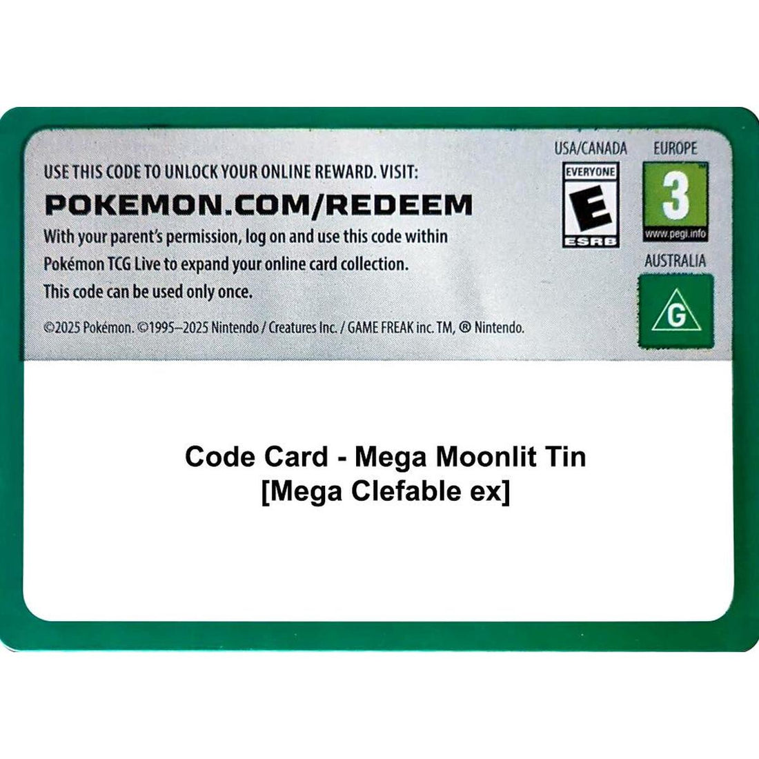 Code Card - Mega Moonlit Tin [Mega Clefable ex]