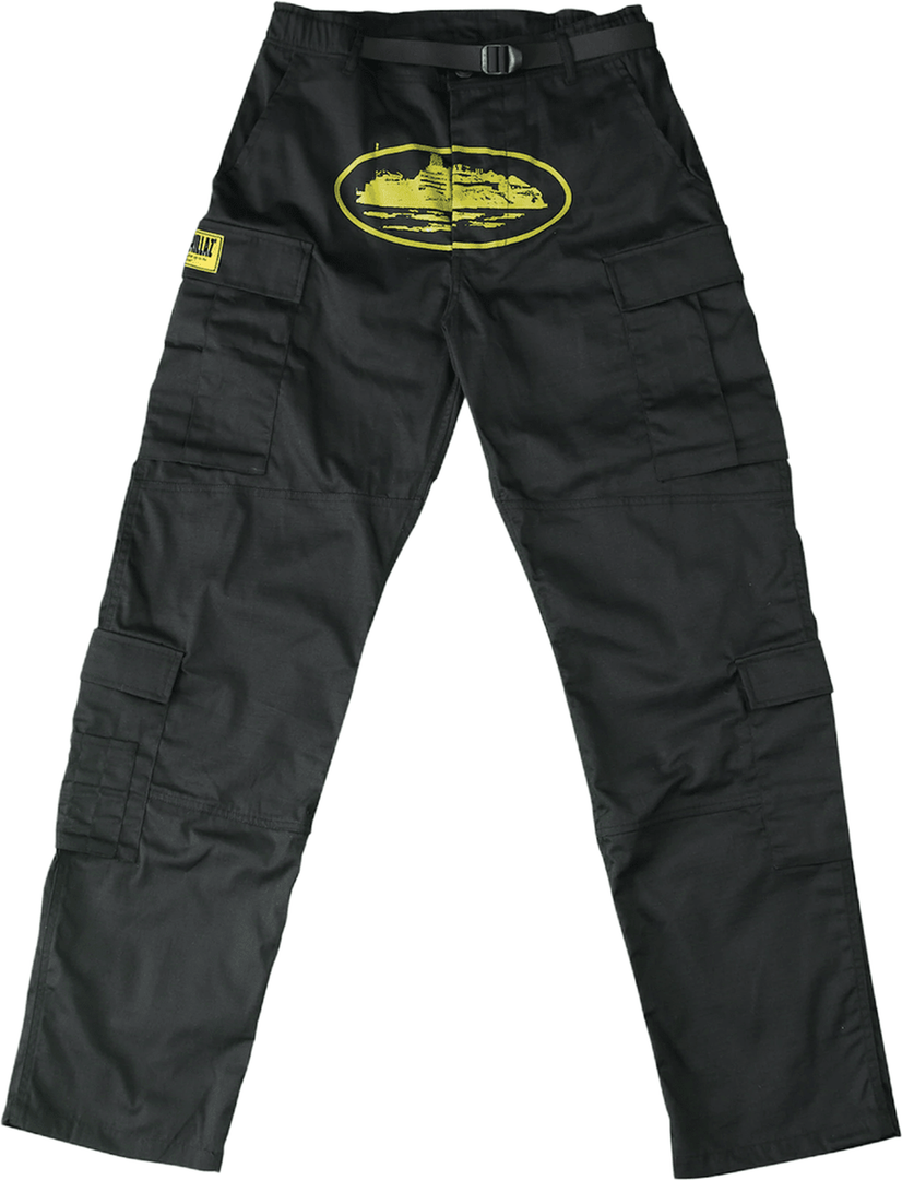Corteiz Cargo Pants Black & Yellow