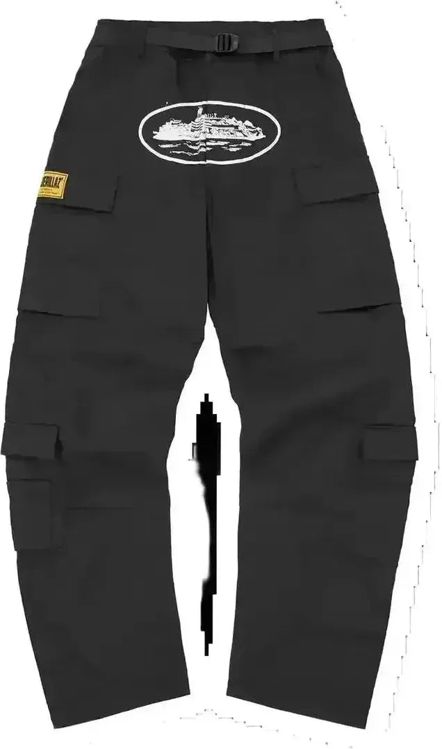 Corteiz Cargo Pants Black & White