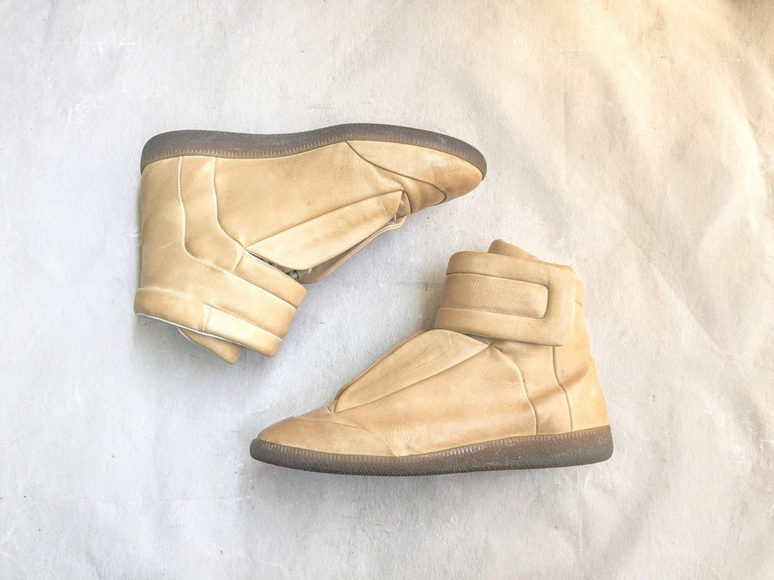 Maison Martin Margiela high top velcro sneakers tan