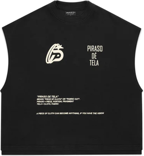 PIRASO DÉ TELA VISION BOXY CROP TEXTURED TANK BLACK