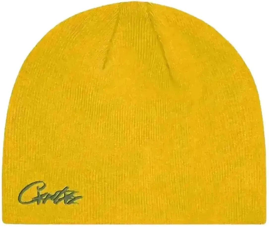 Corteiz Allstarz Mini Logo Skully Beanie Yellow