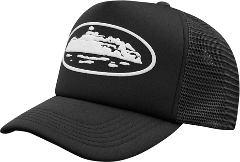 Corteiz Island Puff Print Trucker Black