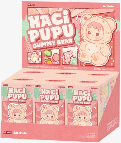 Pop Mart HACIPUPU Gummy Bear Series-Vinyl Plush Pendant Sealed Set (6 Blind Boxes)